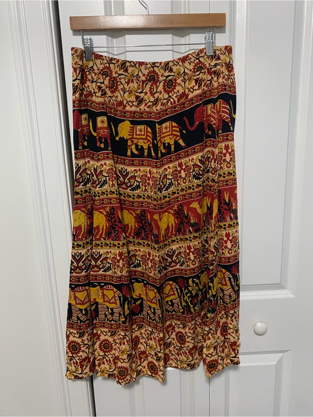 Anthropologie Raga Multi-Color Elephant Print Maxi Skirt